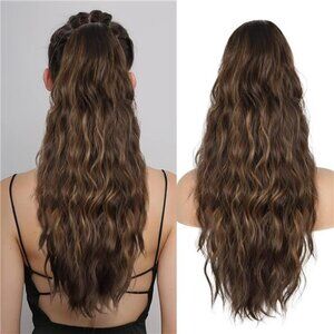 26 inch Drawstring Ponytail Extension Brown x Honey Blonde